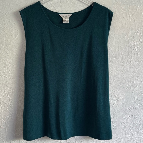 EXCLUSIVELY Misook Woman 2 PC Teal Knit Cardigan Jacket Top SET 2X - Picture 6 of 8